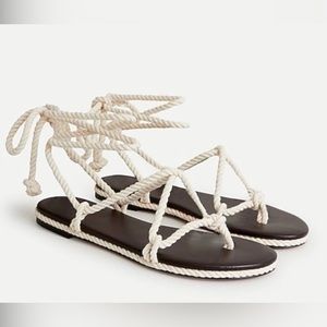 NIB j.crew rope lace-up flat sandals. Size 7
